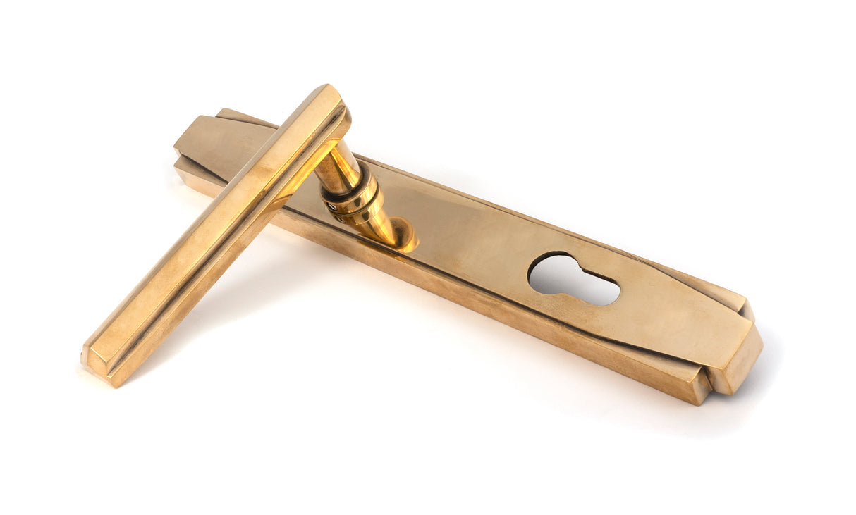From The Anvil - Aged Brass Art Deco Slimline Lever Espag. Lock Set | Sku. 51186 | Trade Door Handles.