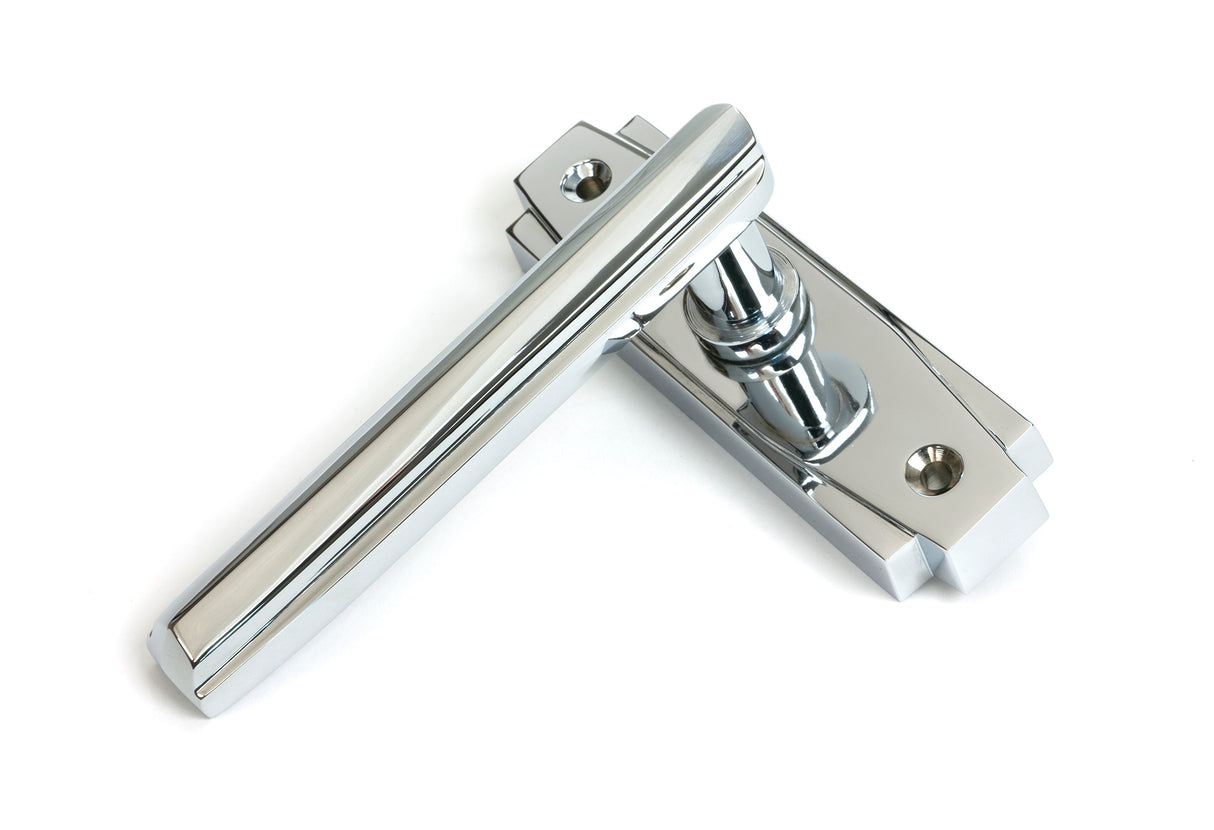 From The Anvil - Polished Chrome Art Deco Lever on Rose Set | Sku. 51194 | Trade Door Handles.