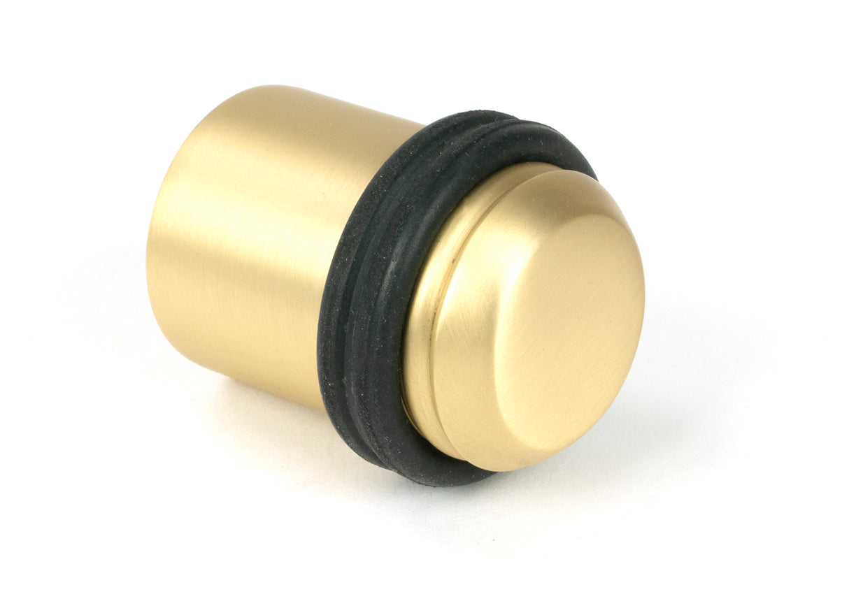 From The Anvil - Satin Brass Floor Mounted Door Stop | Sku. 51299 | Trade Door Handles.