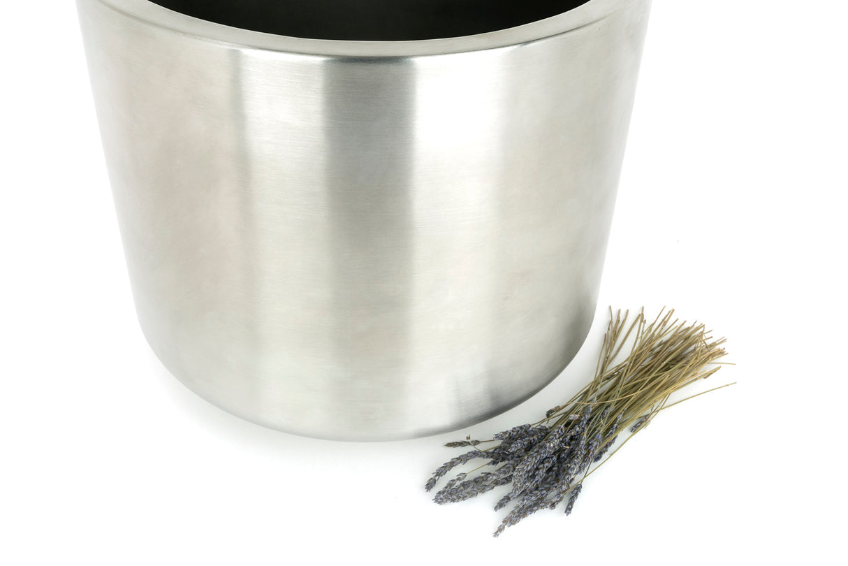 From The Anvil - Satin Marine SS (316) 28cm Newlyn Pot (Drainage holes) | Sku. 51322 | Trade Door Handles.