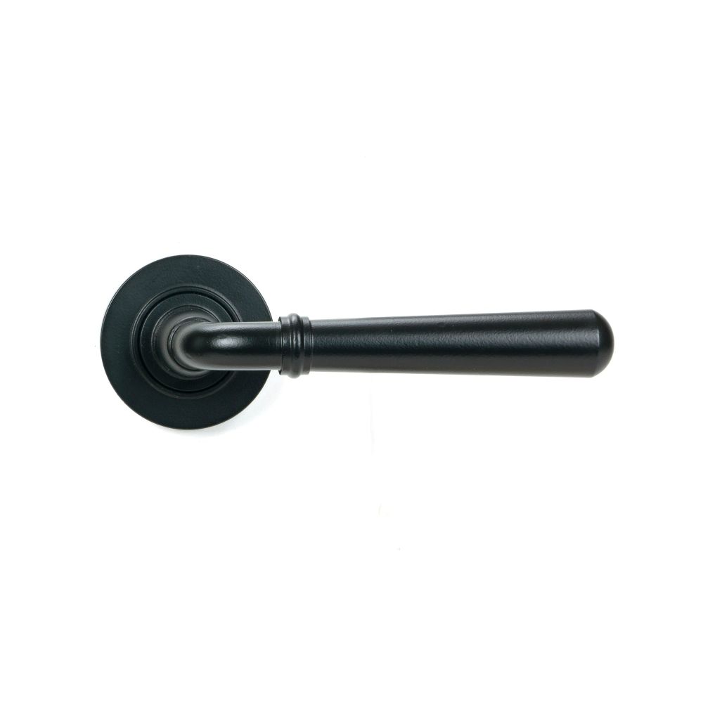 From The Anvil - Matt Black Newbury Lever on Rose Set (Plain) - Unsprung | Sku. 51326 | Trade Door Handles.