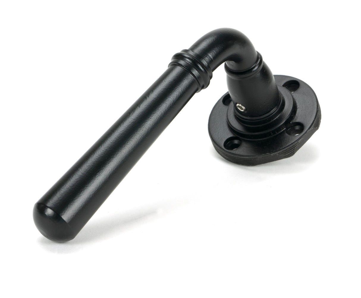 From The Anvil - Matt Black Newbury Lever on Rose Set (Art Deco) - Unsprung | Sku. 51327 | Trade Door Handles.