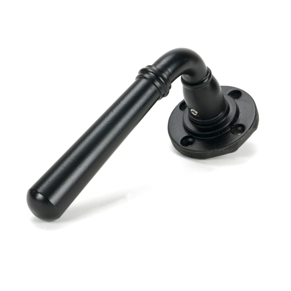From The Anvil - Matt Black Newbury Lever on Rose Set (Beehive) - Unsprung | Sku. 51328 | Trade Door Handles.