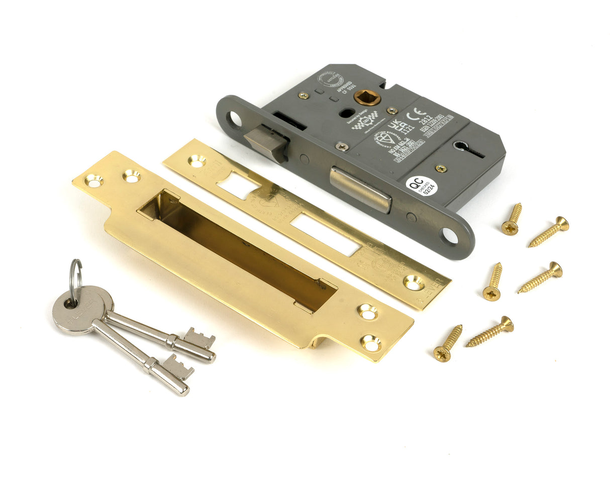 From The Anvil - Polished Brass 3" 5 Lever BS Sash Lock | Sku. 51345 | Trade Door Handles.