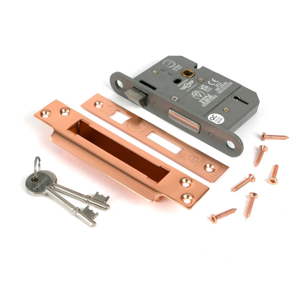 From The Anvil - Polished Bronze 3" 5 Lever BS Sash Lock | Sku. 51352 | Trade Door Handles.