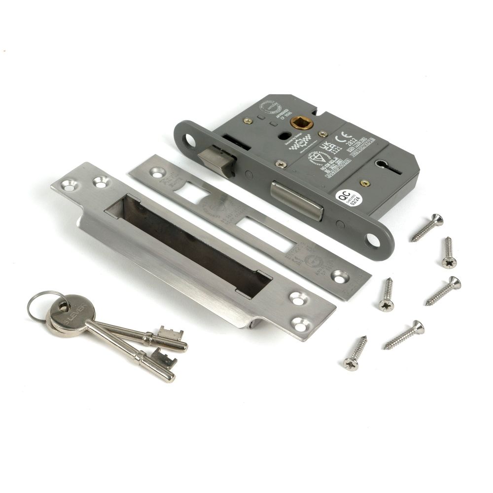 From The Anvil - Satin Chrome 3" 5 Lever BS Sash Lock KA | Sku. 51370 | Trade Door Handles.