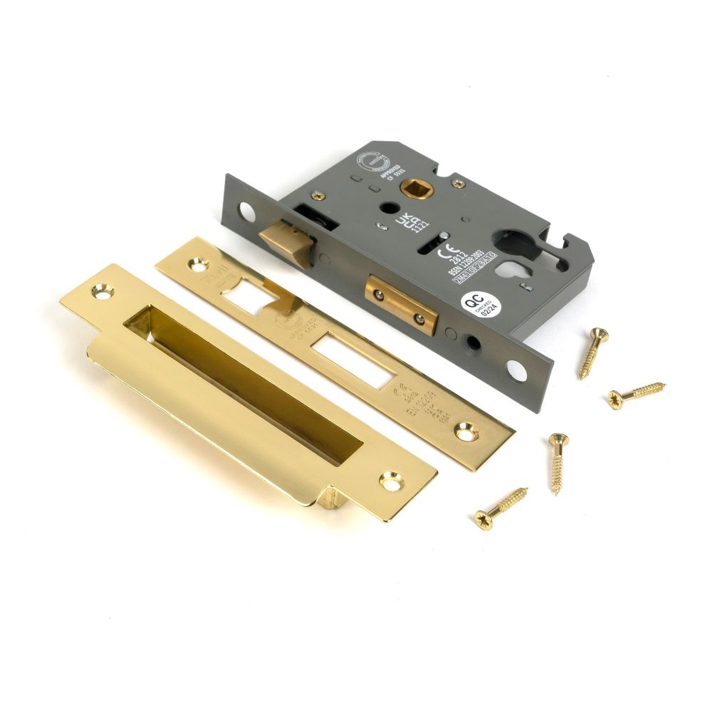 From The Anvil - Polished Brass 3" Euro Profile Sash Lock | Sku. 51385 | Trade Door Handles.
