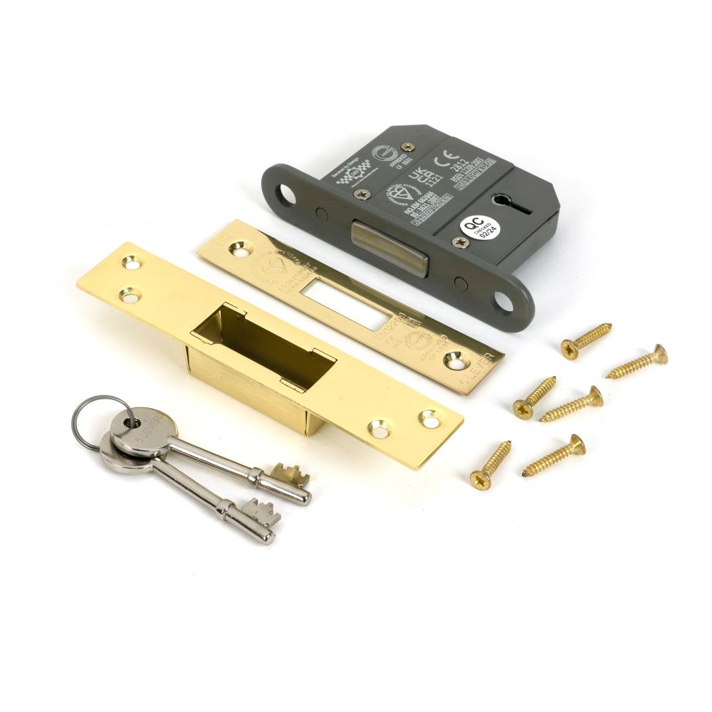 From The Anvil - Polished Brass 2.5" 5 Lever BS Dead Lock | Sku. 51405 | Trade Door Handles.