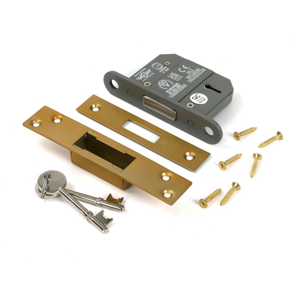 From The Anvil - Satin Brass 2.5" 5 Lever BS Dead Lock KA | Sku. 51429 | Trade Door Handles.