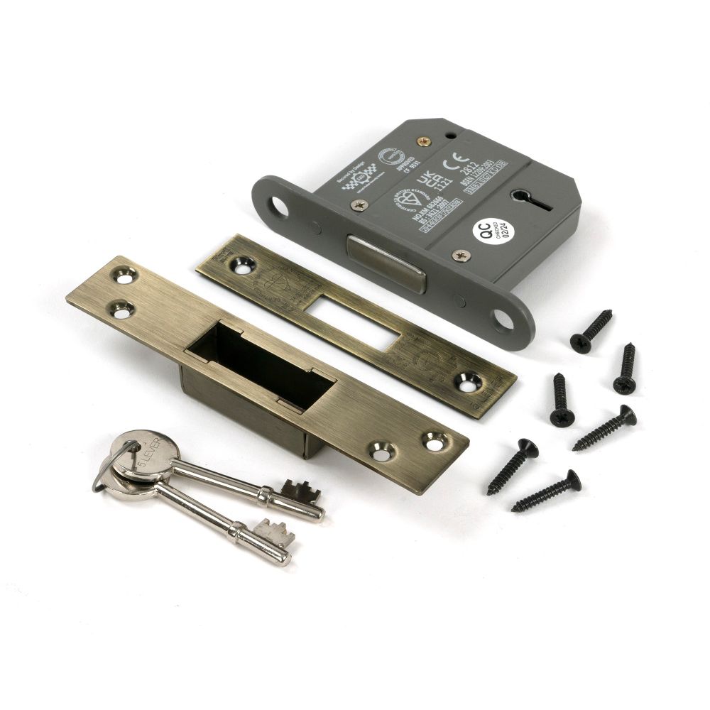 From The Anvil - Aged Brass 3" 5 Lever BS Dead Lock KA | Sku. 51438 | Trade Door Handles.