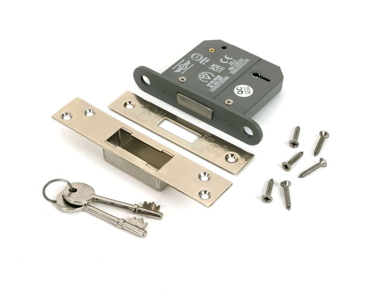 From The Anvil - Polished Nickel 3" 5 Lever BS Dead Lock KA | Sku. 51440 | Trade Door Handles.