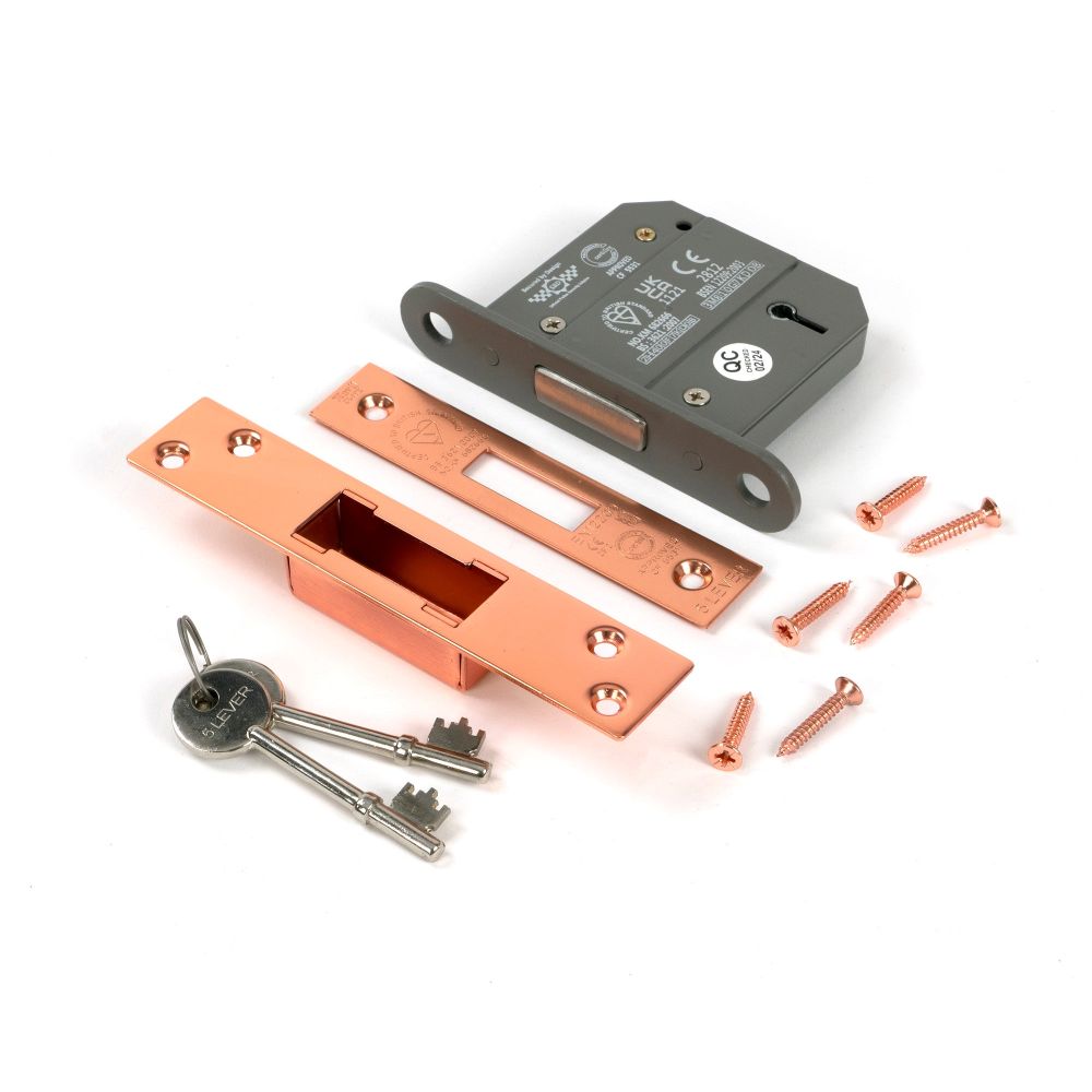 From The Anvil - Polished Bronze 3" 5 Lever BS Dead Lock KA | Sku. 51444 | Trade Door Handles.