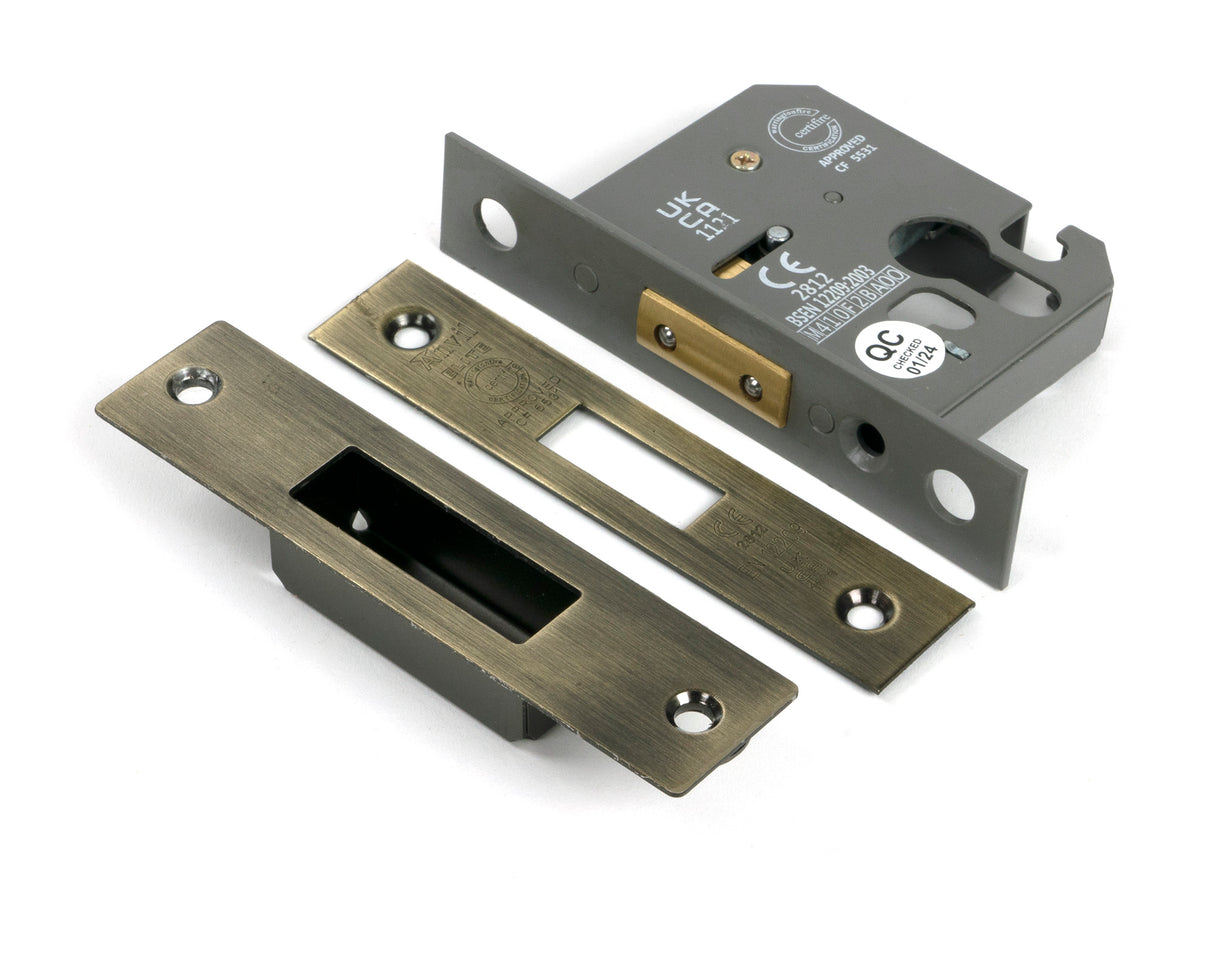 From The Anvil - Aged Brass 2.5" Euro Profile Dead Lock | Sku. 51448 | Trade Door Handles.