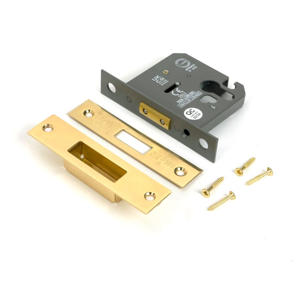 From The Anvil - Polished Brass 3" Euro Profile Dead Lock | Sku. 51457 | Trade Door Handles.