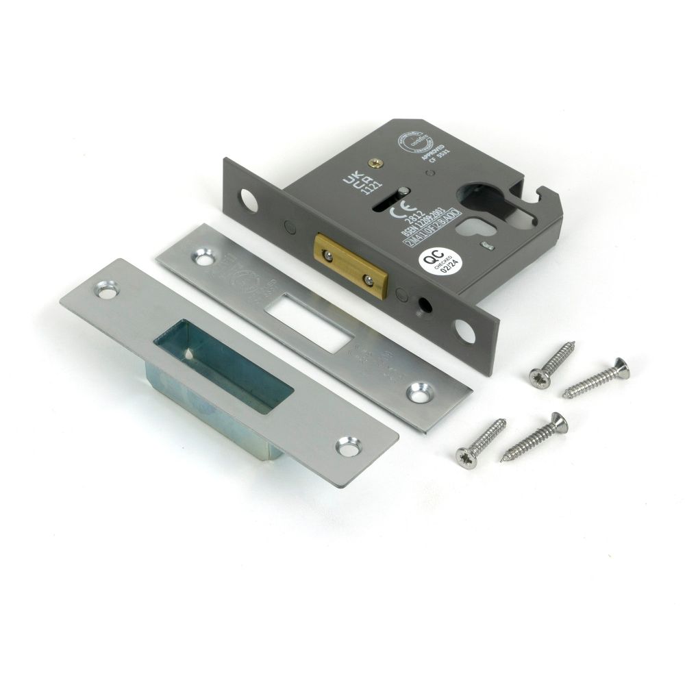 From The Anvil - Satin Chrome 3" Euro Profile Dead Lock | Sku. 51462 | Trade Door Handles.