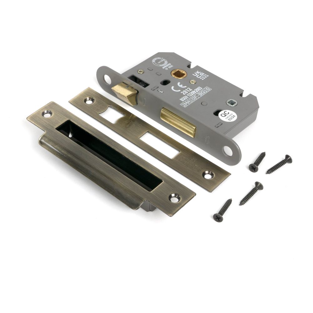 From The Anvil - Aged Brass 2.5" Heavy Duty Bathroom Mortice Lock | Sku. 51781 | Trade Door Handles.