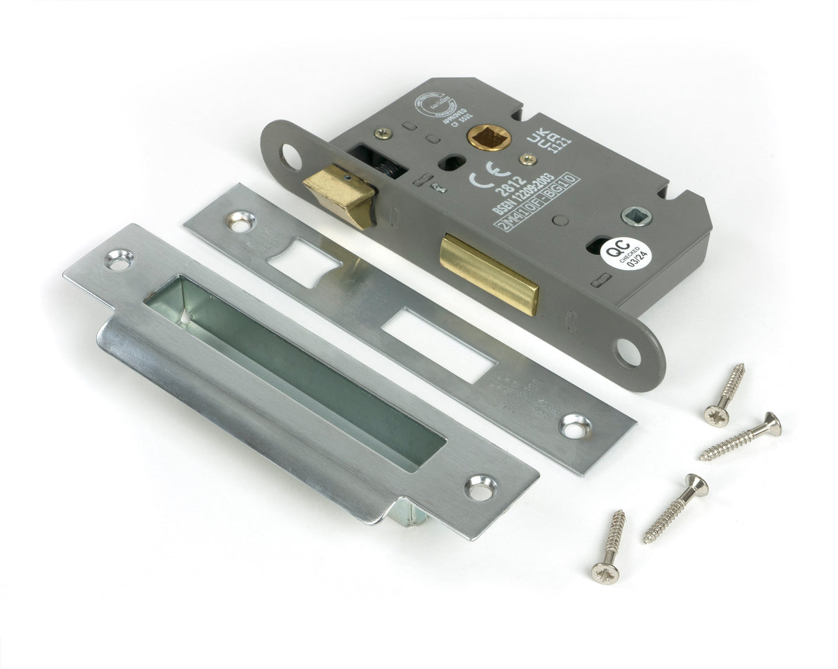 From The Anvil - Satin Chrome 2.5" Heavy Duty Bathroom Mortice Lock | Sku. 51785 | Trade Door Handles.