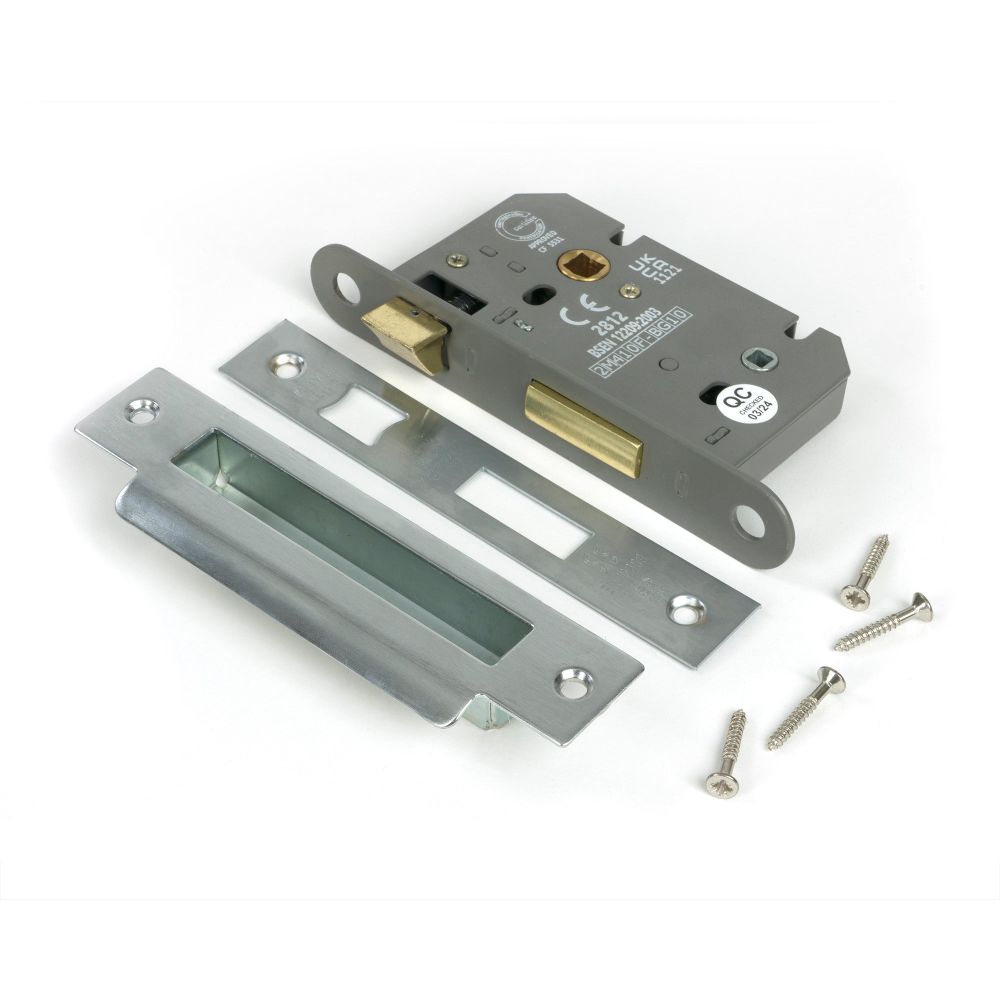 From The Anvil - Satin Chrome 2.5" Heavy Duty Bathroom Mortice Lock | Sku. 51785 | Trade Door Handles.