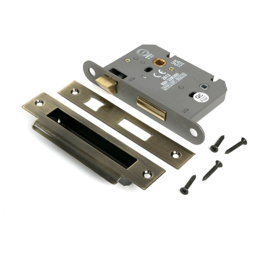 From The Anvil - Aged Brass 3" Heavy Duty Bathroom Mortice Lock | Sku. 51791 | Trade Door Handles.