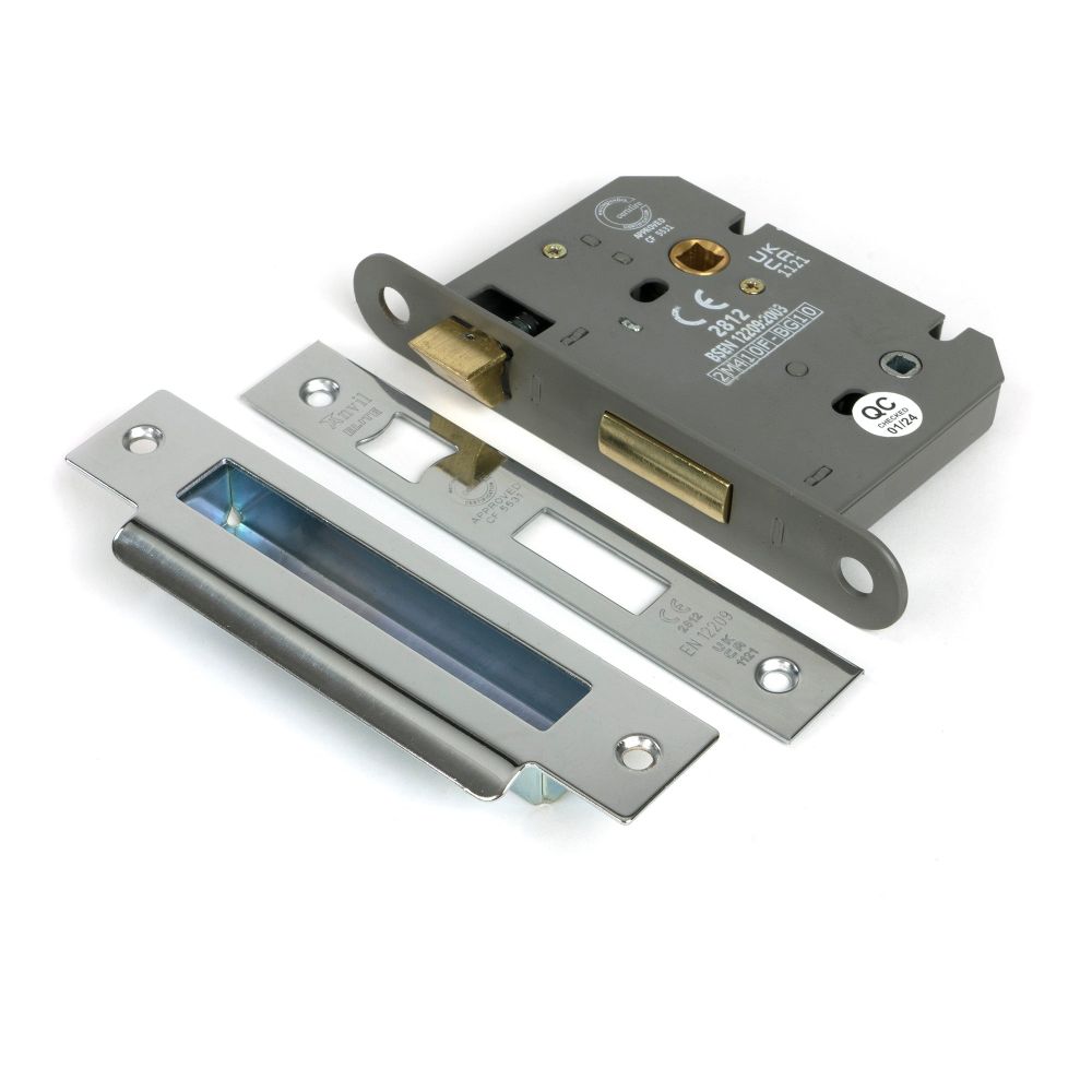 From The Anvil - Polished Chrome 3" Heavy Duty Bathroom Mortice Lock | Sku. 51794 | Trade Door Handles.