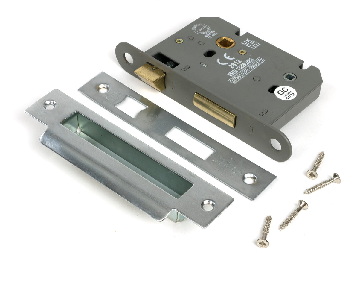 From The Anvil - Satin Chrome 3" Heavy Duty Bathroom Mortice Lock | Sku. 51795 | Trade Door Handles.