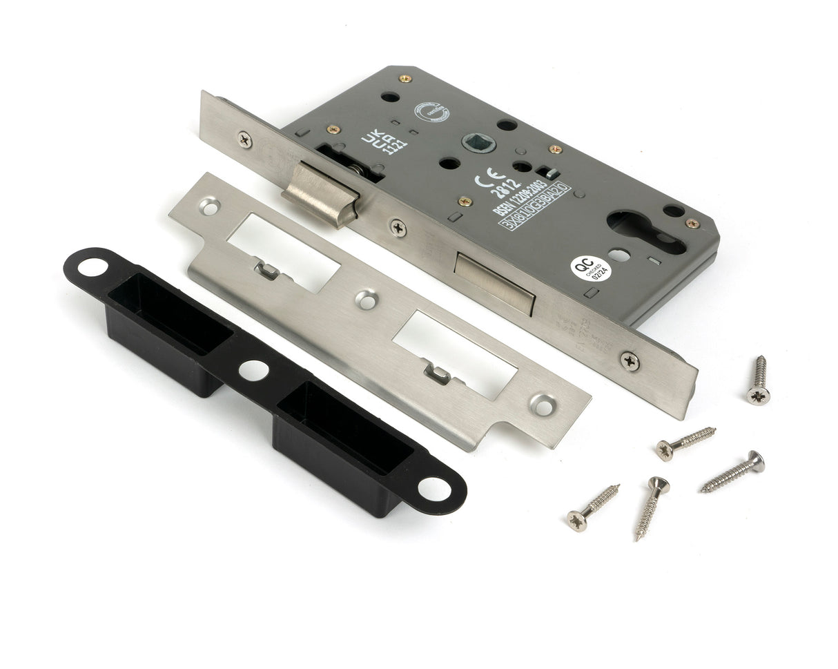 From The Anvil - Satin Chrome Euro Din Sash Lock - 60mm Backset/72mm Centre | Sku. 51805 | Trade Door Handles.