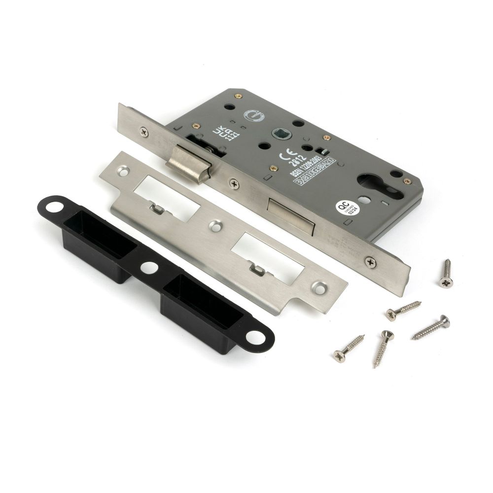 From The Anvil - Satin Chrome Euro Din Sash Lock - 60mm Backset/72mm Centre | Sku. 51805 | Trade Door Handles.