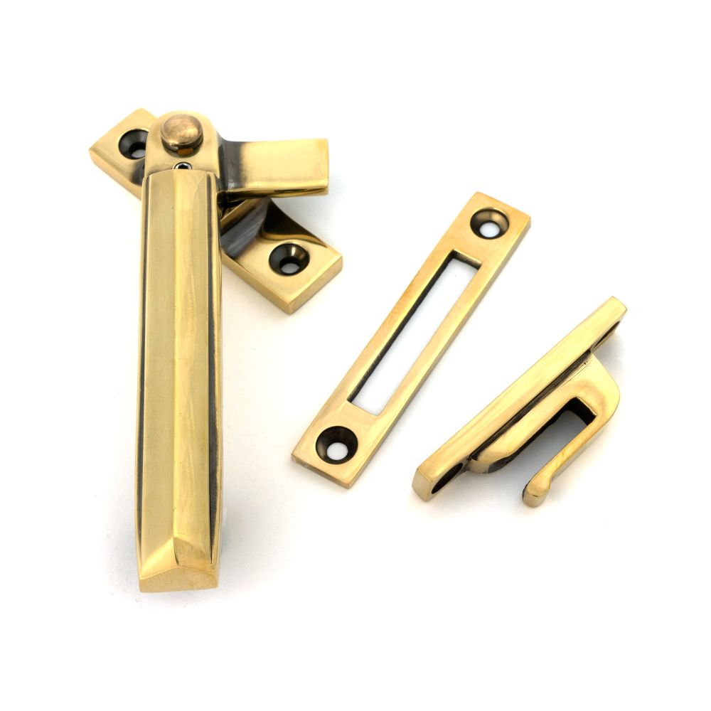 From The Anvil - Aged Brass Locking Art Deco Fastener - LH | Sku. 51914 | Trade Door Handles.