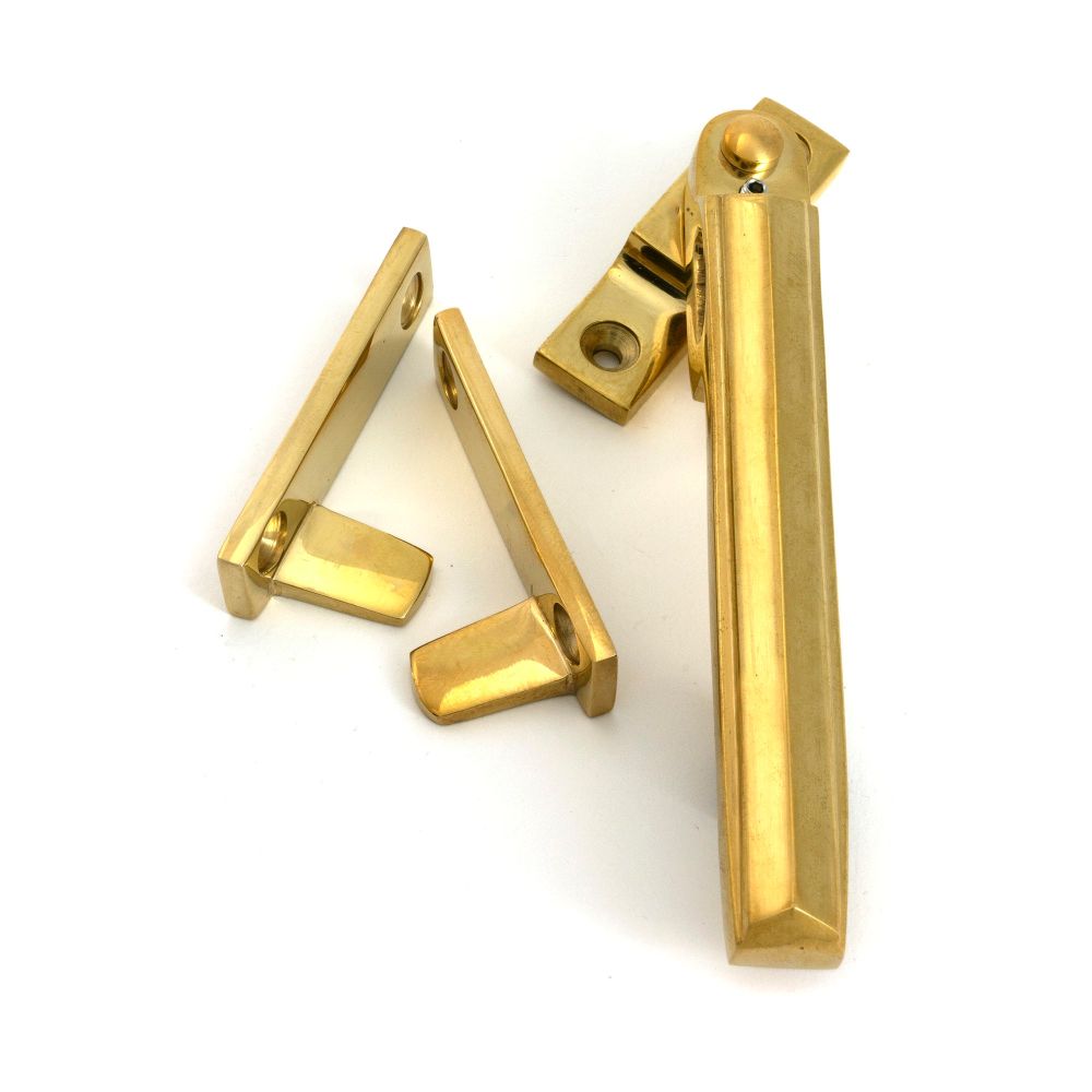 From The Anvil - Polished Brass Night-Vent Locking Art Deco Fastener | Sku. 51925 | Trade Door Handles.
