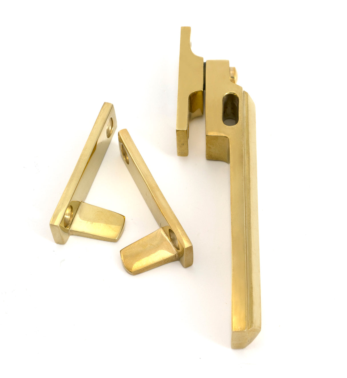 From The Anvil - Polished Brass Night-Vent Locking Art Deco Fastener | Sku. 51925 | Trade Door Handles.