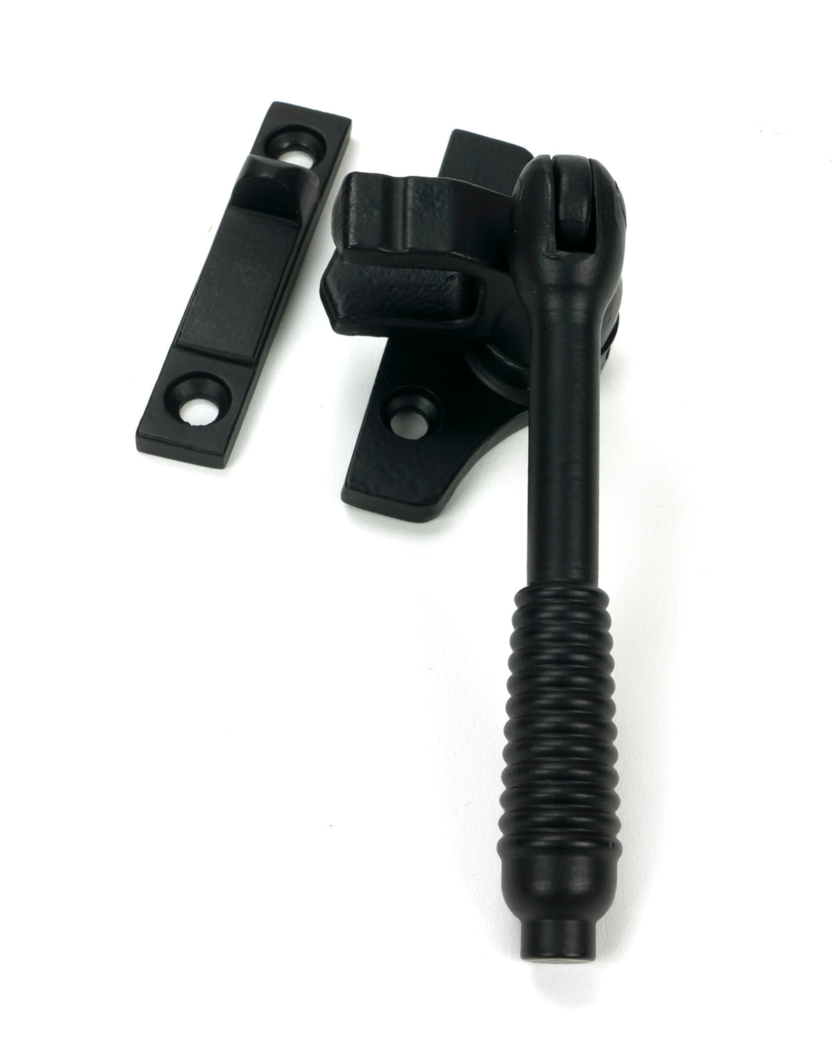 From The Anvil - Matt Black Night-Vent Locking Reeded Fastener (Steel Window) | Sku. 51994 | Trade Door Handles.