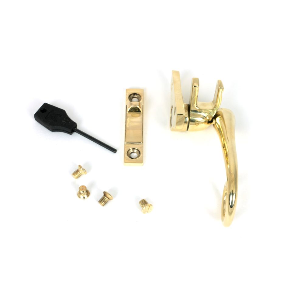 From The Anvil - Polished Brass Night-Vent Locking Monkeytail Fastener (Steel Window) | Sku. 52004 | Trade Door Handles.