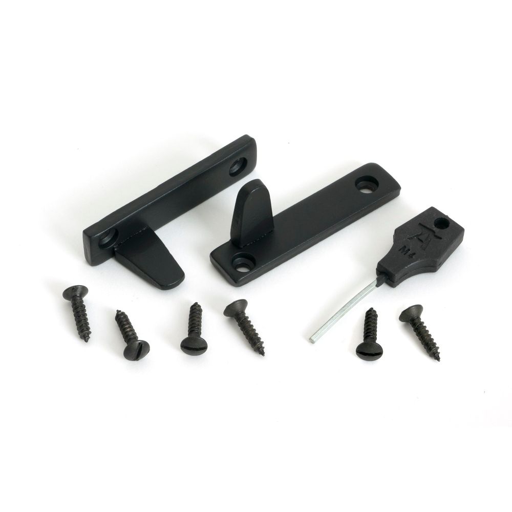 From The Anvil - Matt Black Night-Vent Locking Newbury Fastener | Sku. 52060 | Trade Door Handles.