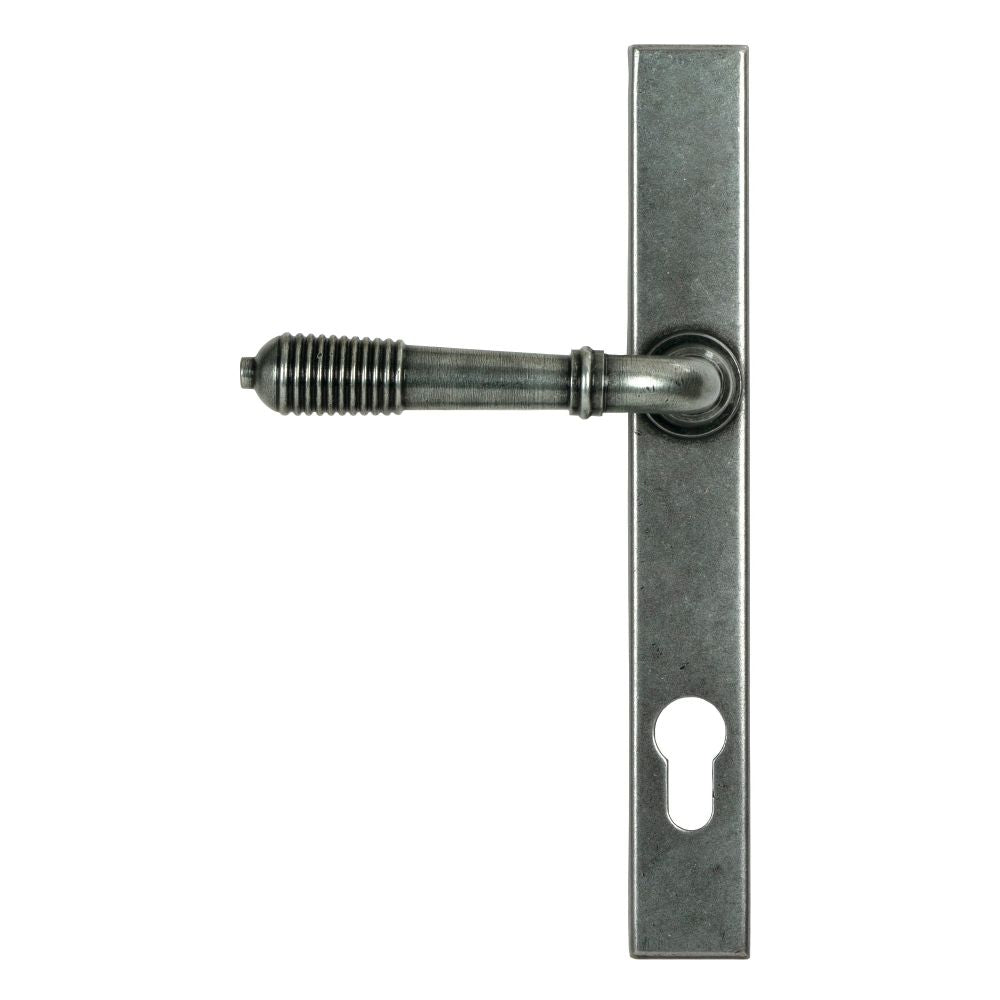 From The Anvil - Pewter Reeded Slimline Lever Espag. Lock Set | Sku. 52081 | Trade Door Handles.
