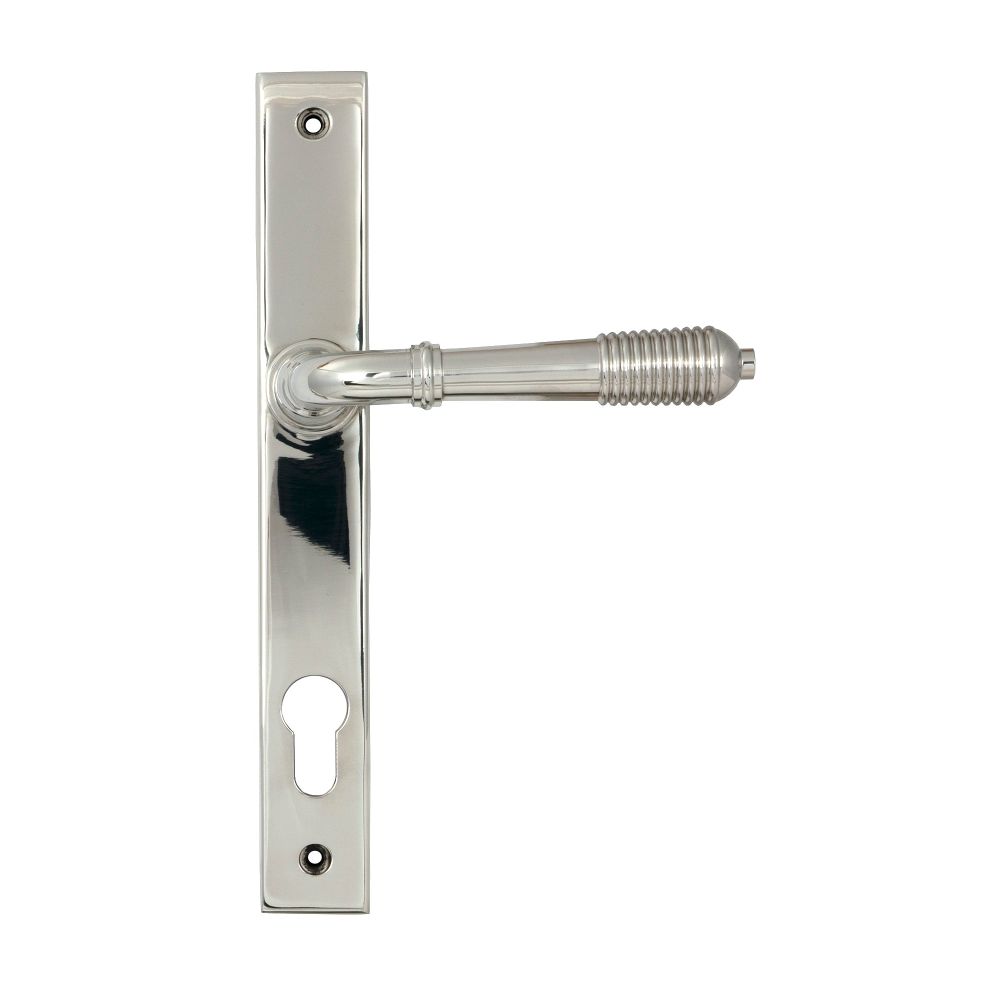 From The Anvil - Polished Marine SS (316) Reeded Slimline Lever Espag. Lock Set | Sku. 52082 | Trade Door Handles.