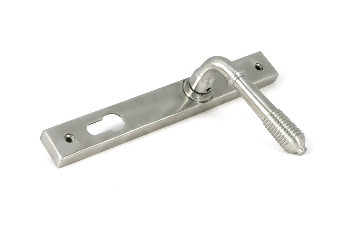 From The Anvil - Satin Marine SS (316) Reeded Slimline Lever Espag. Lock Set | Sku. 52083 | Trade Door Handles.