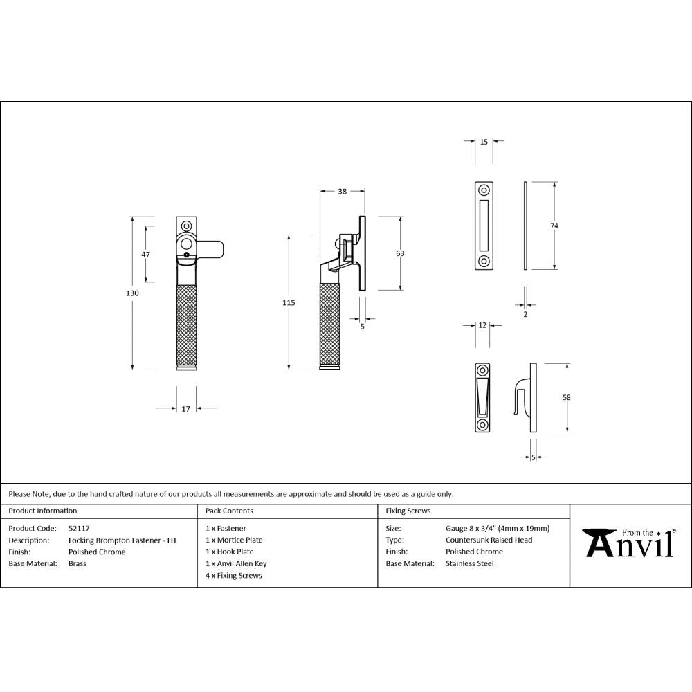 From The Anvil - Polished Chrome Locking Brompton Fastener LH | Sku. 52117 | Trade Door Handles.