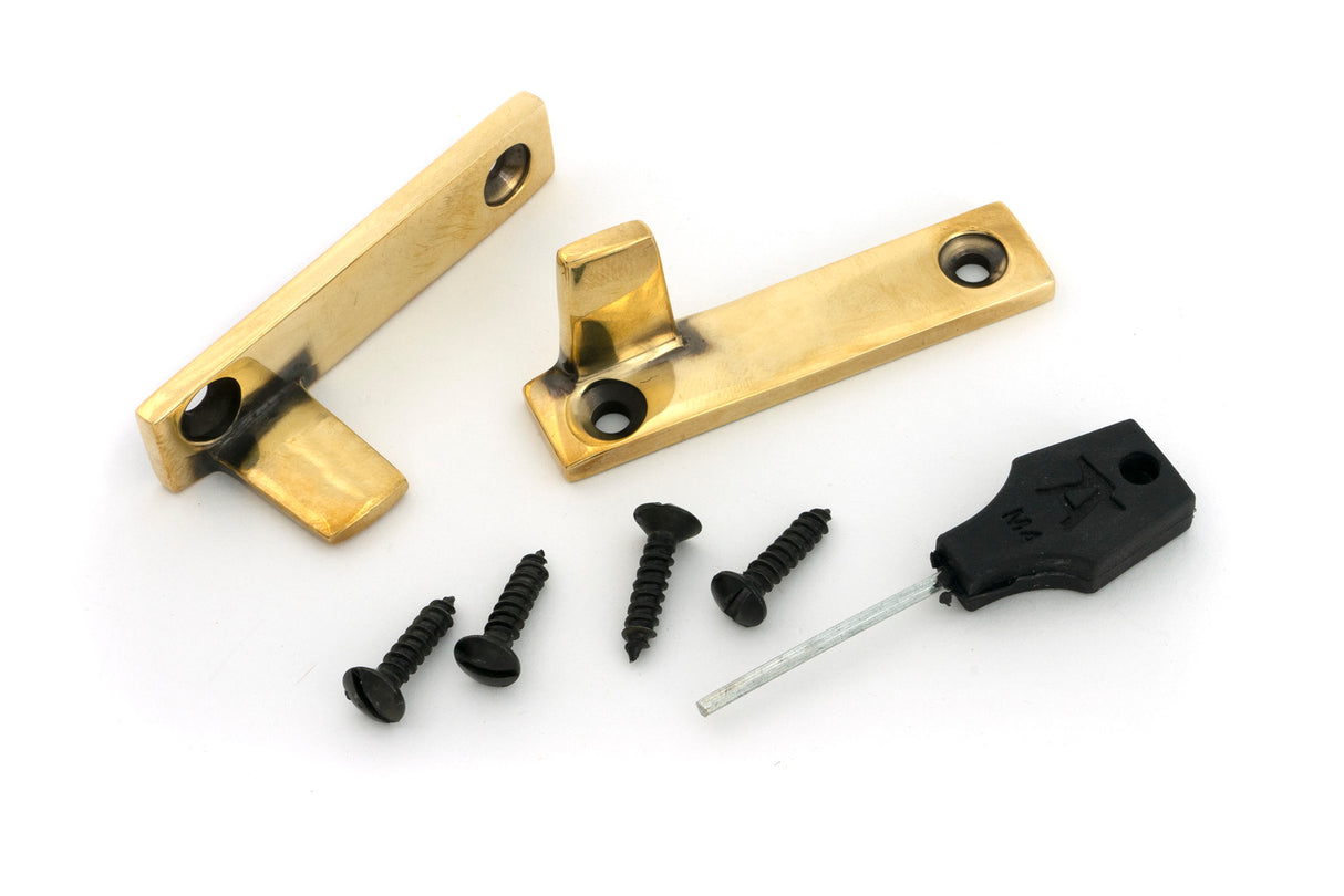From The Anvil - Aged Brass Night-Vent Locking Brompton Fastener | Sku. 52127 | Trade Door Handles.