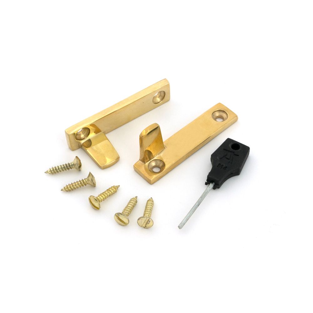 From The Anvil - Polished Brass Night-Vent Locking Brompton Fastener | Sku. 52132 | Trade Door Handles.