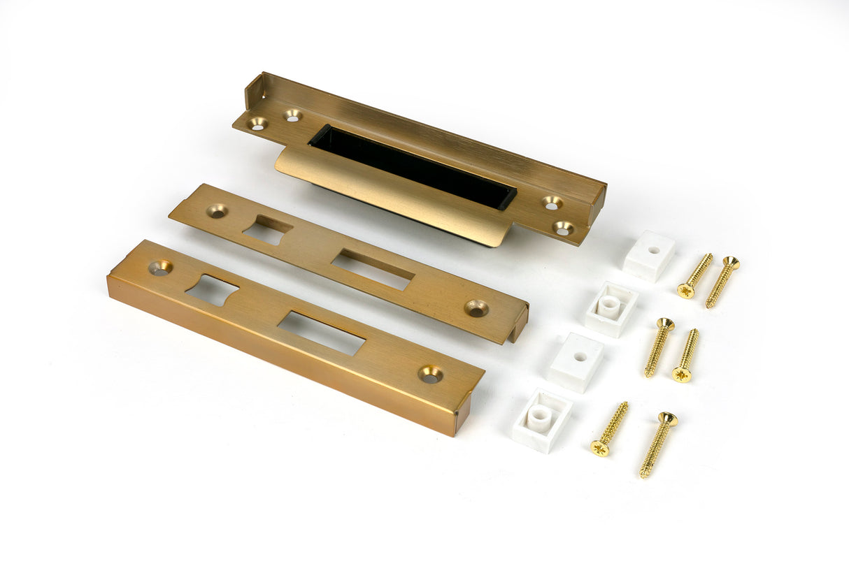 From The Anvil - ½" Rebate Kit for Sash Lock Satin Brass | Sku. 52190 | Trade Door Handles.