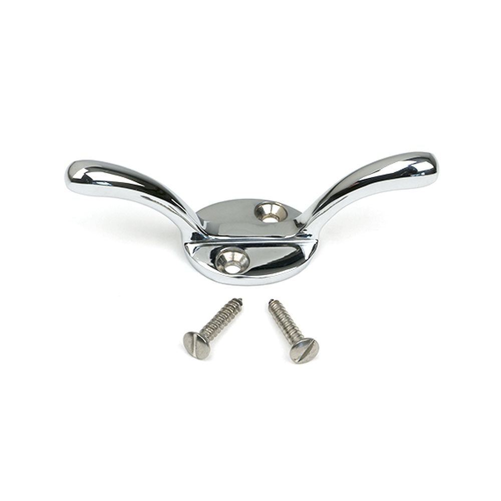 High quality images of the From The Anvil - Polished Chrome Newbury Cleat Hook | Sku. Anvil-52250 | available to order from Trade Door Handles, quick delivery at discounted prices.