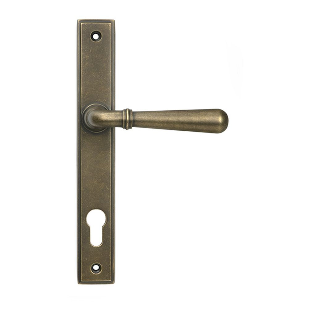 High quality images of the From The Anvil - Burnished Brass Newbury Slimline Lever Espag. Lock Set | Sku. Anvil-52285 | available to order from Trade Door Handles, quick delivery at discounted prices.