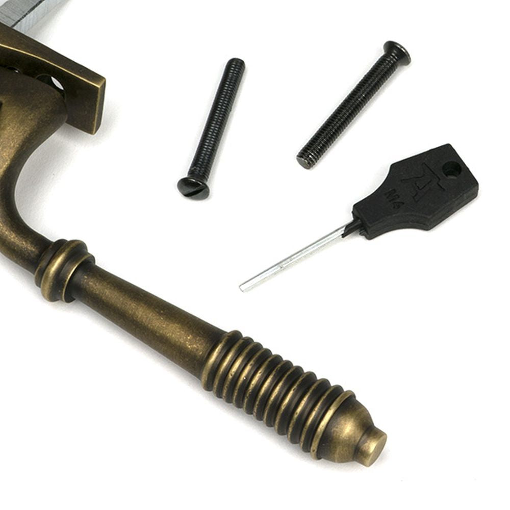 High quality images of the From The Anvil - Burnished Brass Reeded Espag - LH | Sku. Anvil-52308 | available to order from Trade Door Handles, quick delivery at discounted prices.