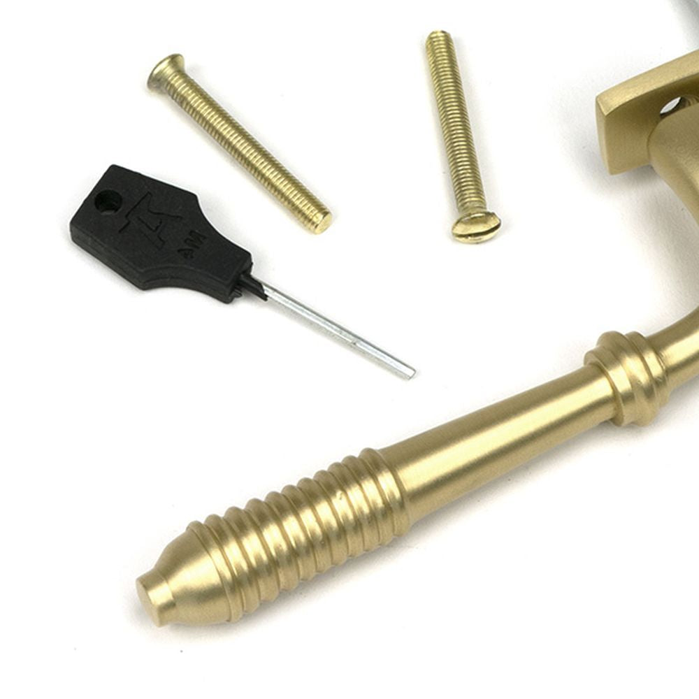 High quality images of the From The Anvil - Satin Brass Reeded Espag - RH | Sku. Anvil-52309 | available to order from Trade Door Handles, quick delivery at discounted prices.