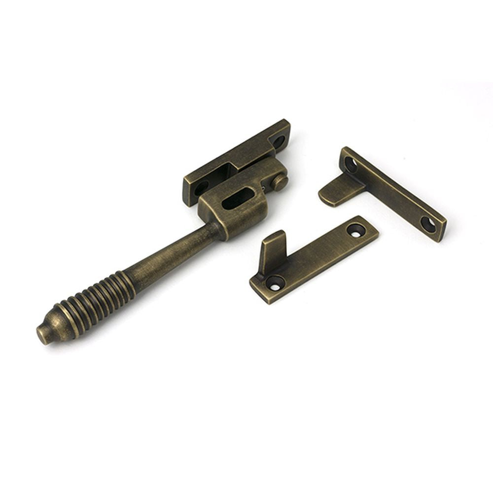 High quality images of the From The Anvil - Burnished Brass Night-Vent Locking Reeded Fastener | Sku. Anvil-52321 | available to order from Trade Door Handles, quick delivery at discounted prices.