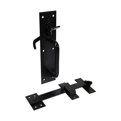 This is an image of Timco - Suffolk Latch - Heavy Duty - Black 219 x 50mm (1 Each Plain Bag) 523369