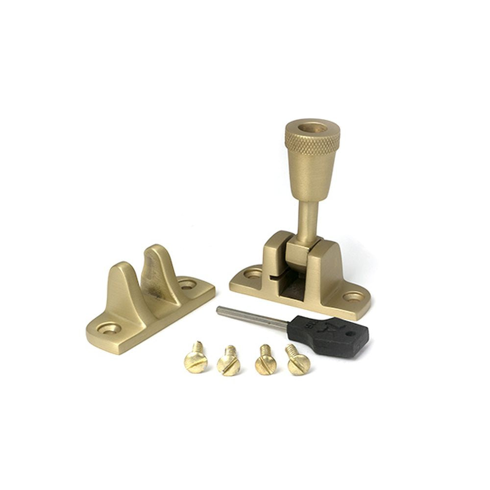 High quality images of the From The Anvil - Satin Brass Brompton Brighton Fastener (Radiused) | Sku. Anvil-52345 | available to order from Trade Door Handles, quick delivery at discounted prices.