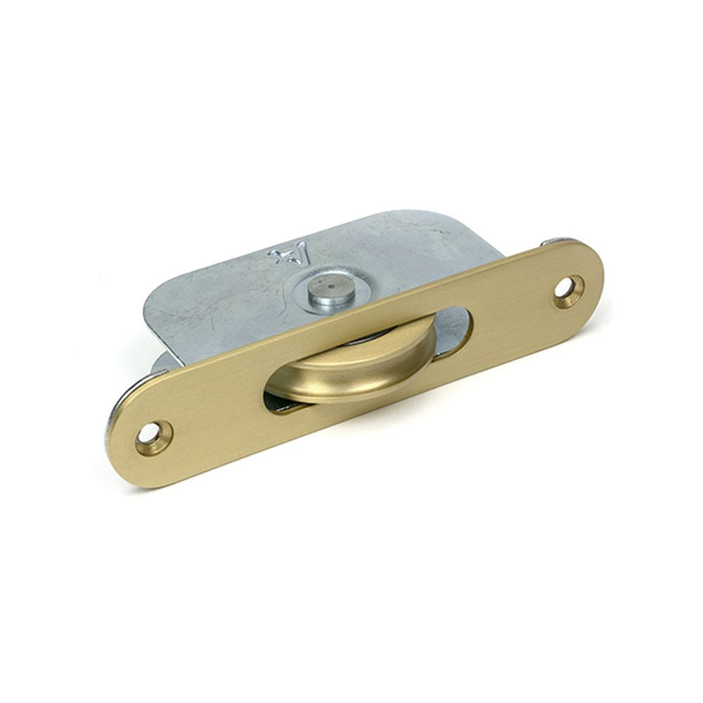 High quality images of the From The Anvil - Satin Brass Radiused Sash Pulley 75kg | Sku. Anvil-52398 | available to order from Trade Door Handles, quick delivery at discounted prices.