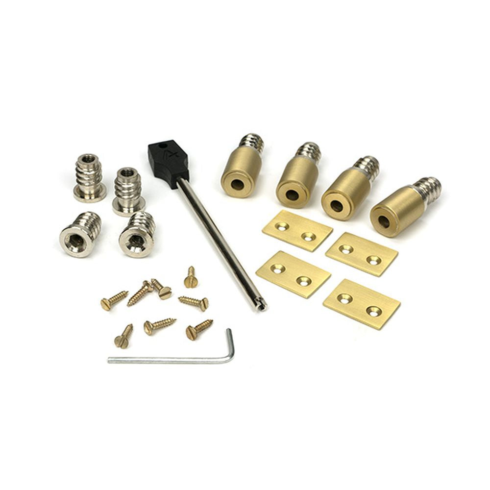 High quality images of the From The Anvil - Satin Brass Secure Stops (Pack of 4) | Sku. Anvil-52403 | available to order from Trade Door Handles, quick delivery at discounted prices.