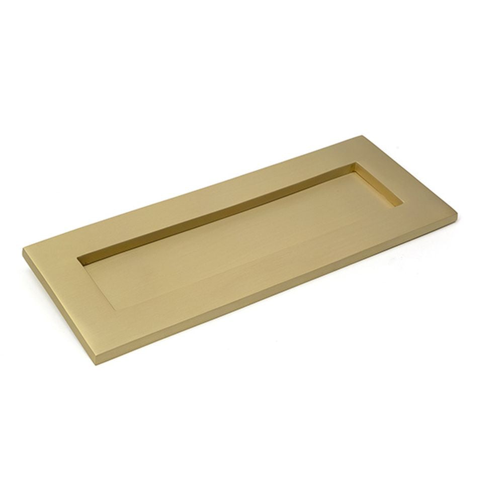 High quality images of the From The Anvil - Satin Brass Small Letter Plate | Sku. Anvil-52409 | available to order from Trade Door Handles, quick delivery at discounted prices.